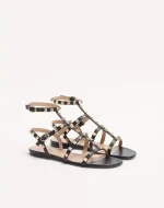 Valentino Rockstud Flat Calfskin Sandal With Straps - Image 6